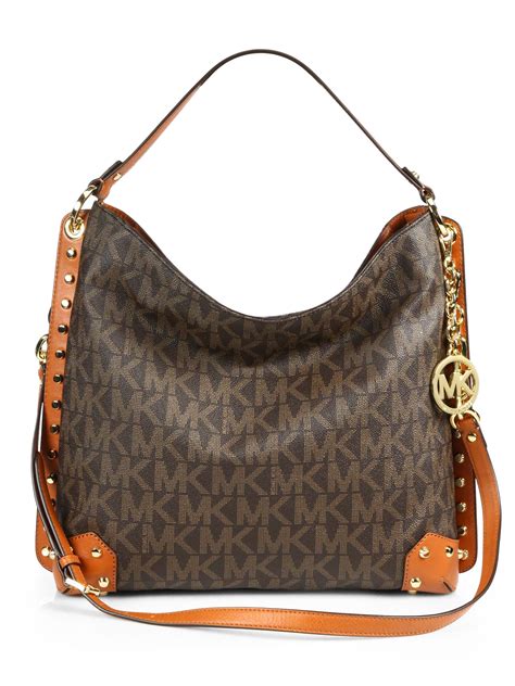 michael kors shoulder bag brown|large brown michael kors purses.